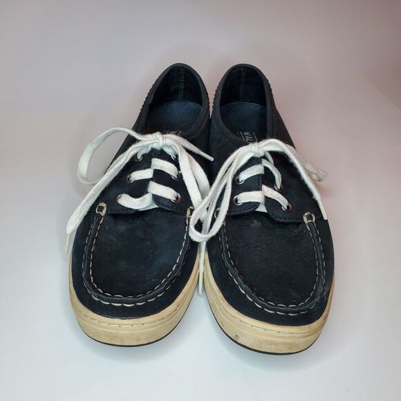 LL Bean Campside Blucher Mocs Women’s Size 8.5M Black Leather White Laces Shoes - Picture 2 of 7